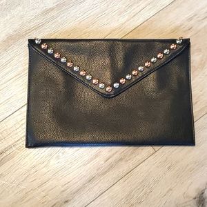 Black Studded Envelope Clutch